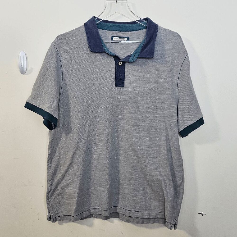 Carbon2Cobalt Short sleeve 100% cotton Polo Shirt Mens Gray and Blue Size Large
